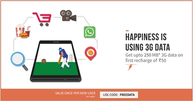 India Desire : Freecharge Free Data Offer: [FREEDATA] Get Upto 250MB Data Free On Min. Recharge Of Rs. 50
